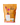 Orange packaging with text and graphics on a white background