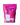 Pink package with colorful graphics and text on a white background